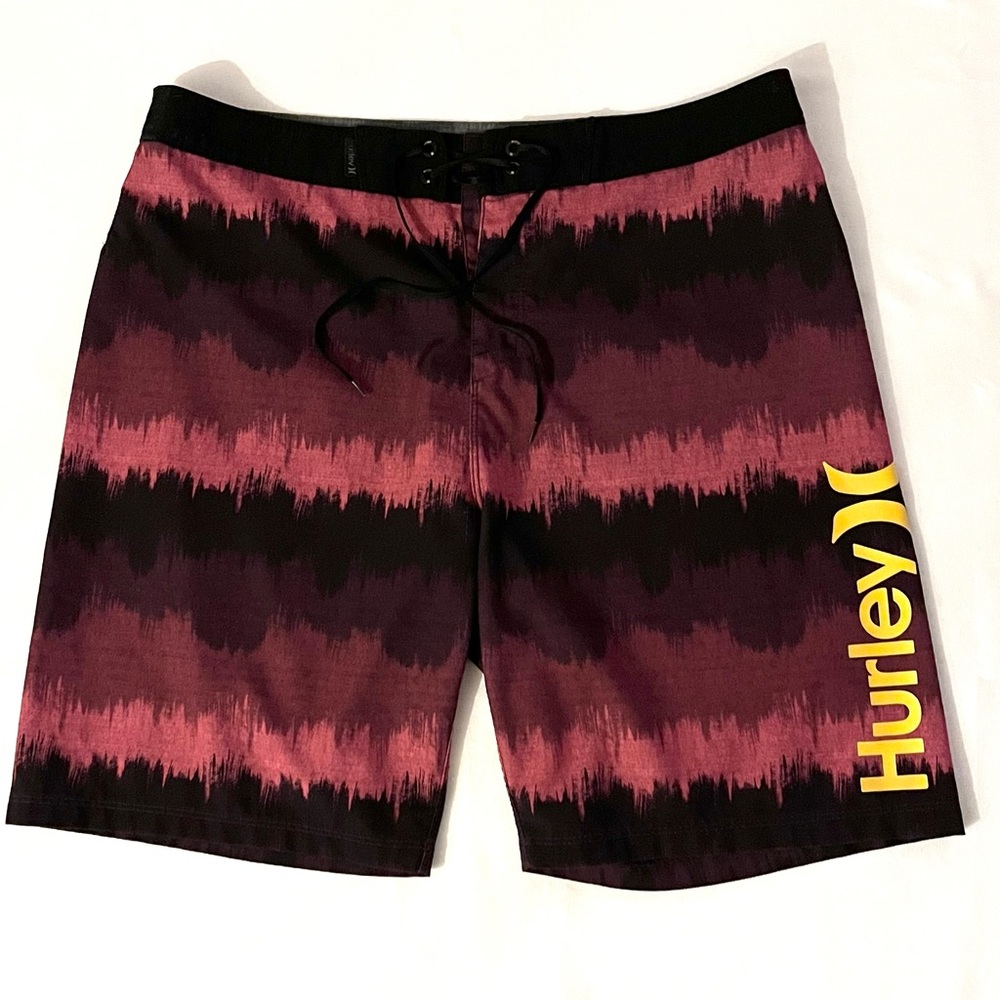 Hurley Black and Maroon Ombré Board Shorts